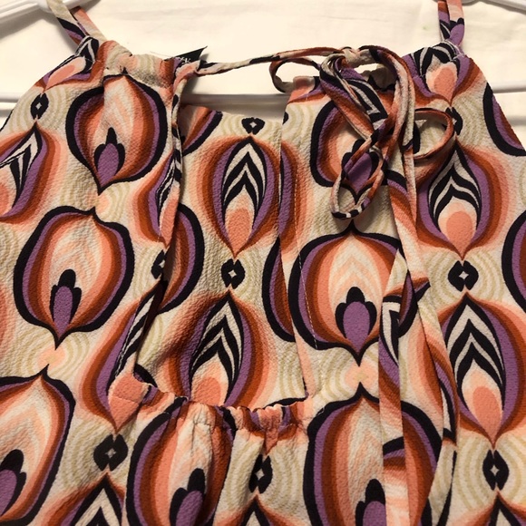 NWOT Madison Tara Maxi Spaghetti Strap Multicolored Dress Ties @ Neck W/Belt - Picture 4 of 7